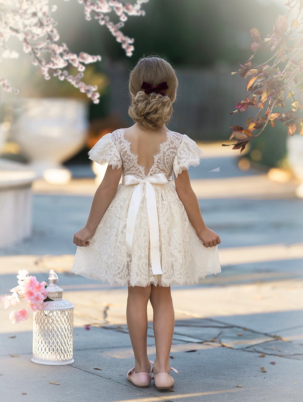 White & Ivory Short Sleeve Knee-Length Flower Girl Dress for Toddlers & Girls 2 / White / Jeweled Sash White & Ivory Short Sleeve Knee-Length Flower Girl Dress for Toddlers & Girls 2 / White / Jeweled Sash