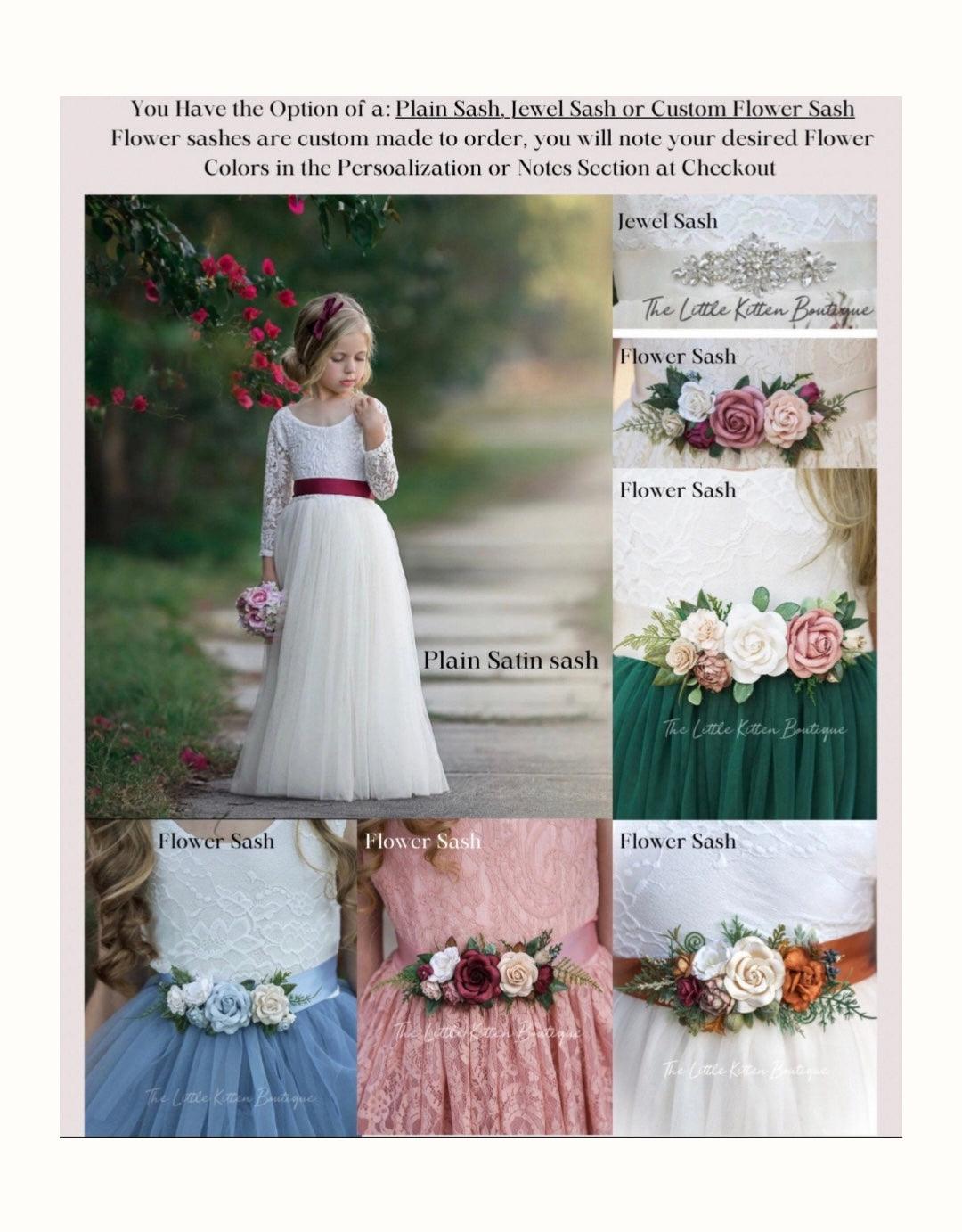 Dusty Blue, Layered flower girl dress / girls special occasion dress - The Little Kitten Boutique