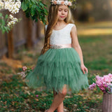 Knee Length, Layered flower girl dress / girls special occasion dress - The Little Kitten Boutique