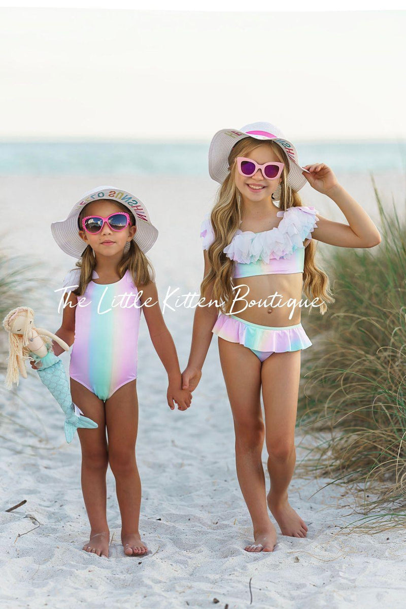 Pastel Rainbow Swimsuit - 1 piece bathing suit – The Little Kitten Boutique
