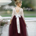 Long Sleeve Flower Girl Dresses - The Little Kitten Boutique