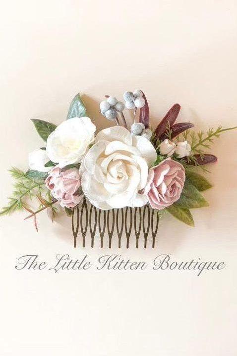 Hair Combs with Flowers for Weddings - The Little Kitten Boutique