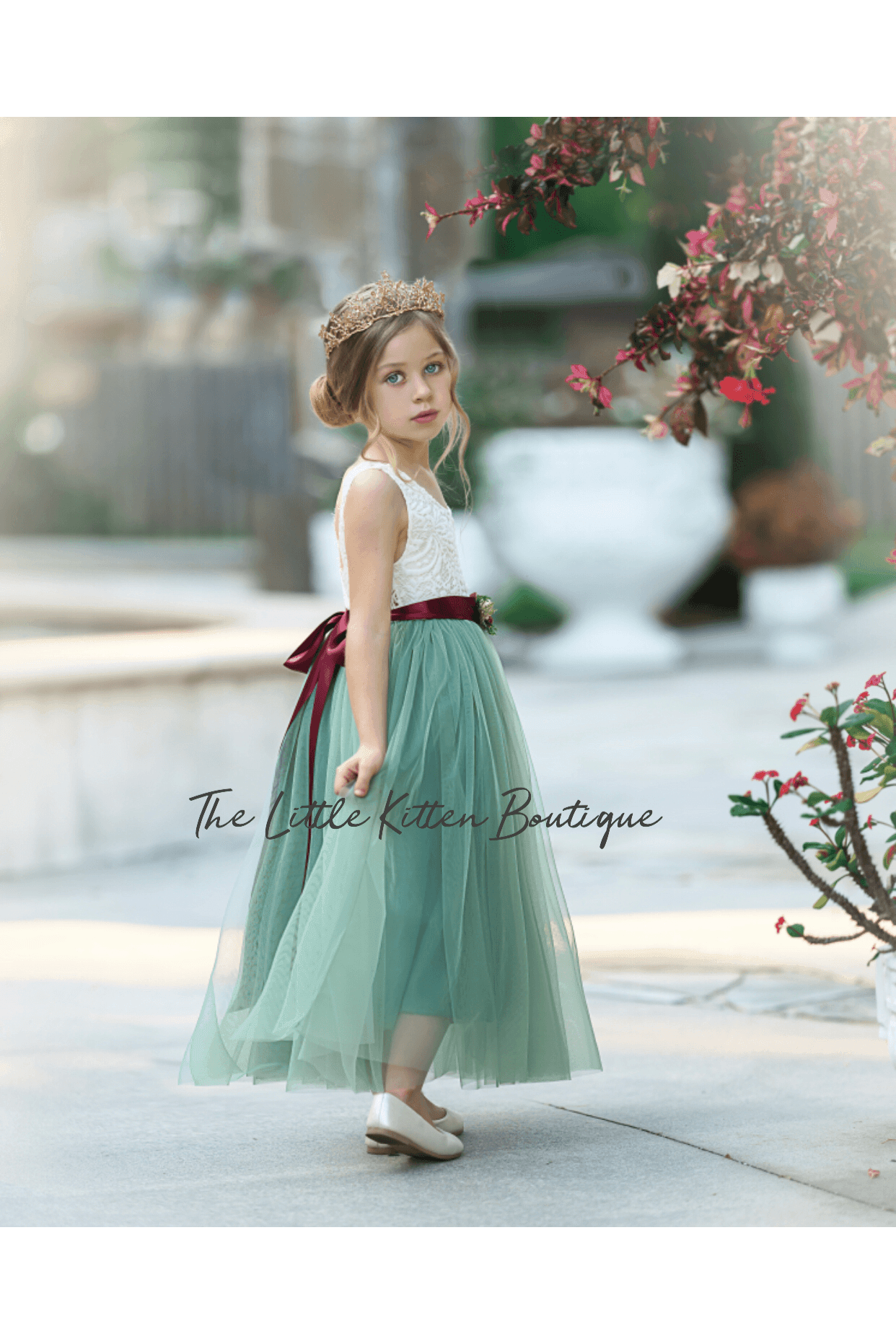 Sleeveless Lace and Tulle Flower Girl Dress - The Little Kitten Boutique