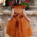 Burnt Orange Velvet and Tulle Flower Girl Dress - The Little Kitten Boutique