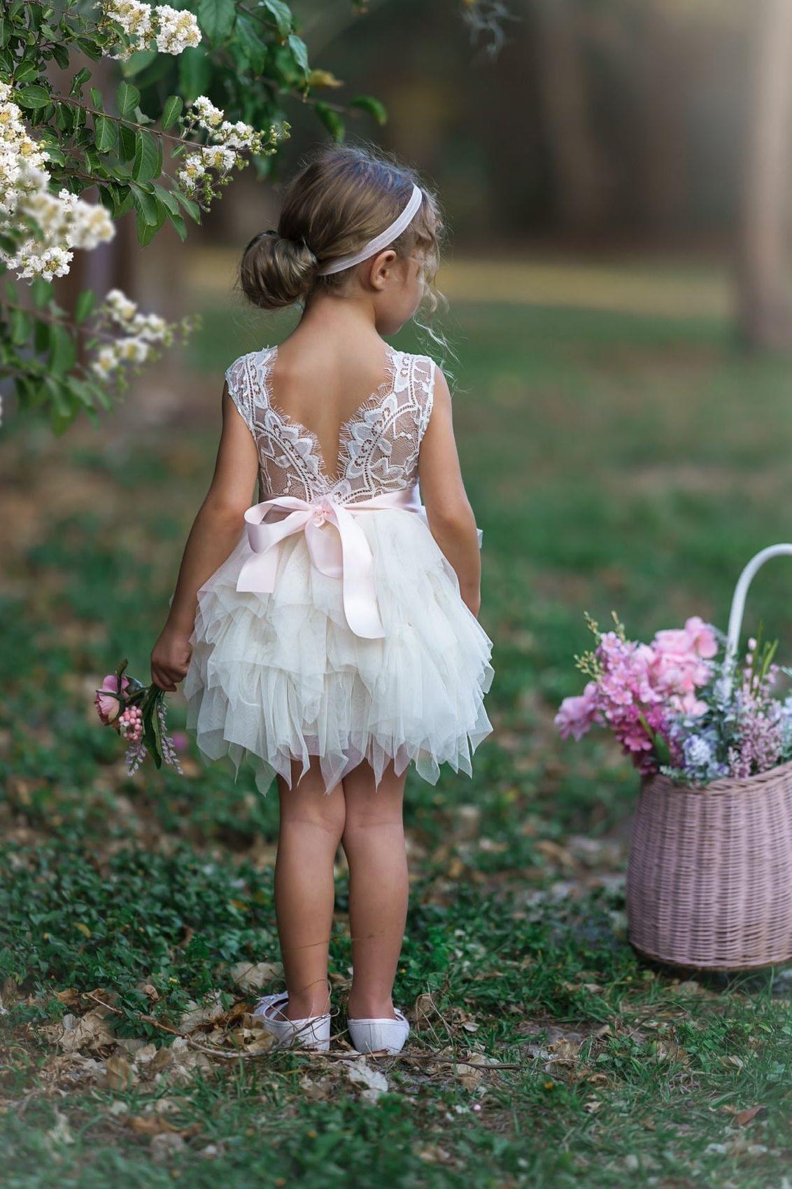 Tutu style flower girl dress / girls special occasion dress - The Little Kitten Boutique