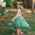 Knee Length, Layered flower girl dress / girls special occasion dress - The Little Kitten Boutique