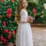 Long Sleeve Lace Flower Girl Dress - The Little Kitten Boutique