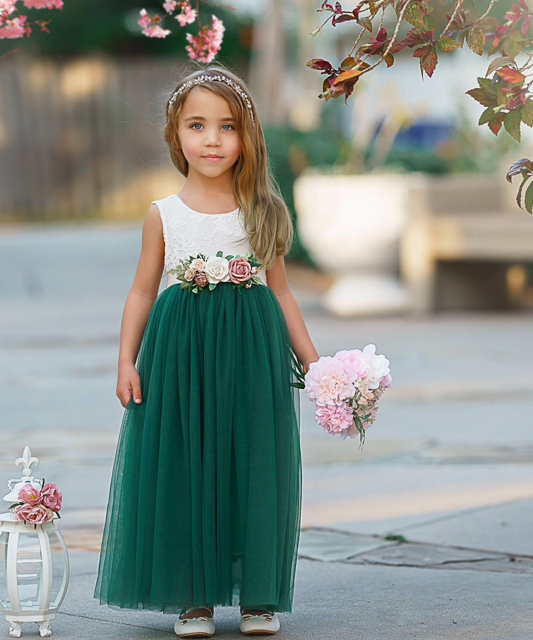 Forest Green, Prima Pink and Mauve Flower Girl Dresses - The Little Kitten Boutique