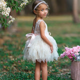 Knee Length, Layered flower girl dress / girls special occasion dress - The Little Kitten Boutique