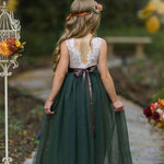 Sleeveless Olive Green Flower Girl Dress - The Little Kitten Boutique