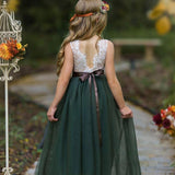 Sleeveless Olive Green Flower Girl Dress - The Little Kitten Boutique