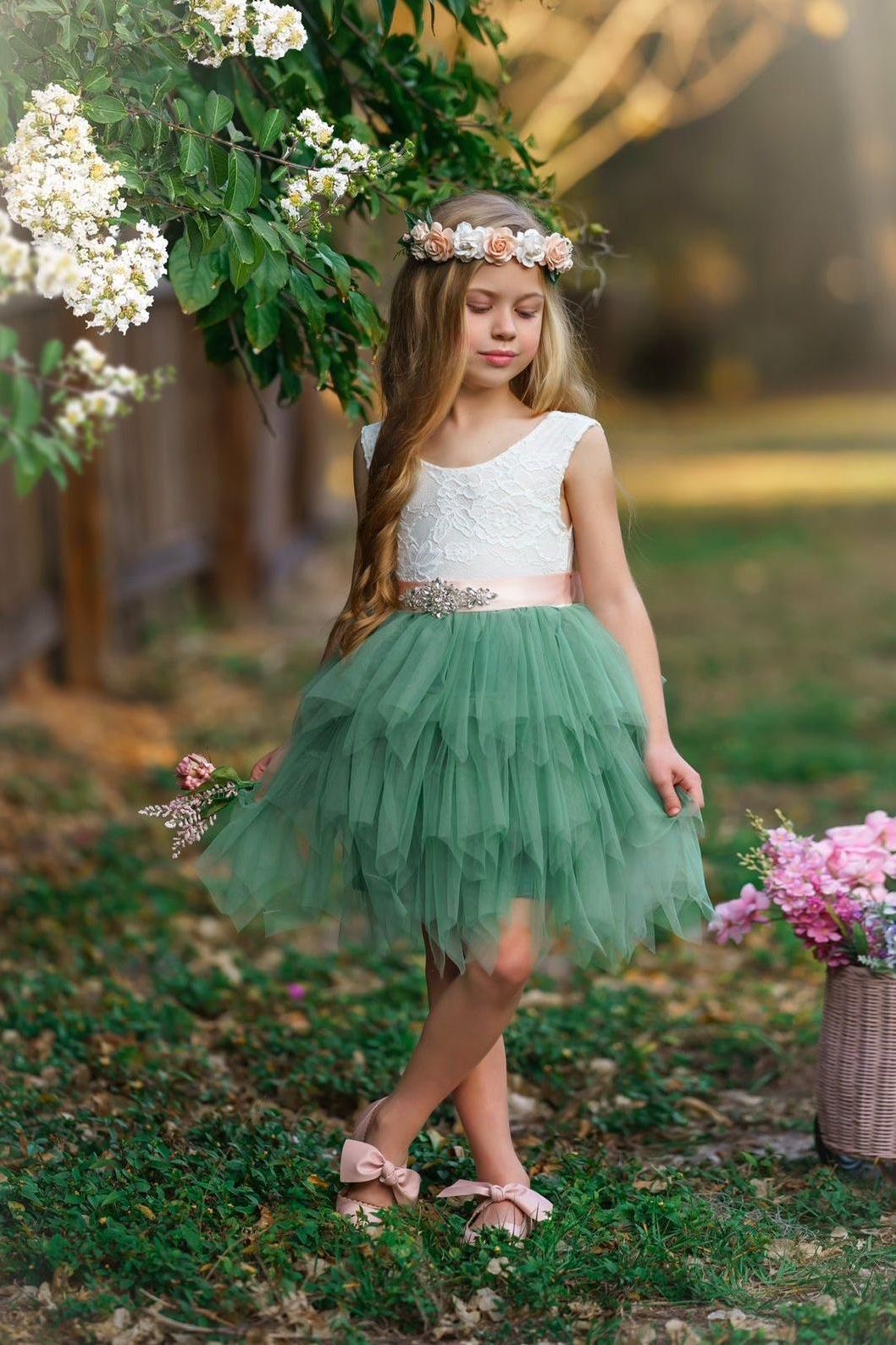 Tutu style flower girl dress / girls special occasion dress - The Little Kitten Boutique