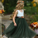 Sleeveless Olive Green Flower Girl Dress - The Little Kitten Boutique