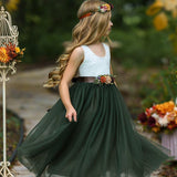 Sleeveless Olive Green Flower Girl Dress - The Little Kitten Boutique