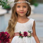 Sleeveless Knee-Length Lace Flower Girl Dress - White or Ivory - The Little Kitten Boutique