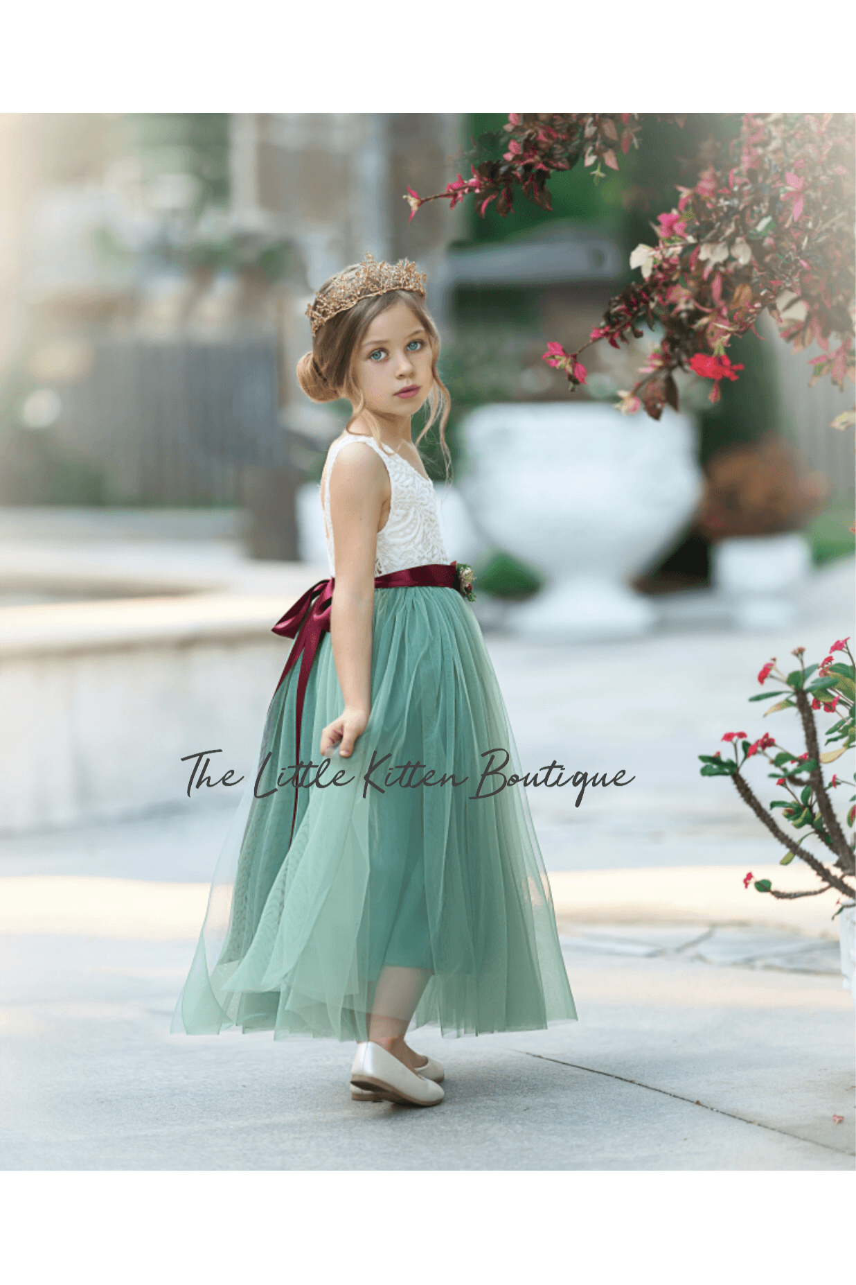 Tulle and Lace Flower Girl Dress - The Little Kitten Boutique