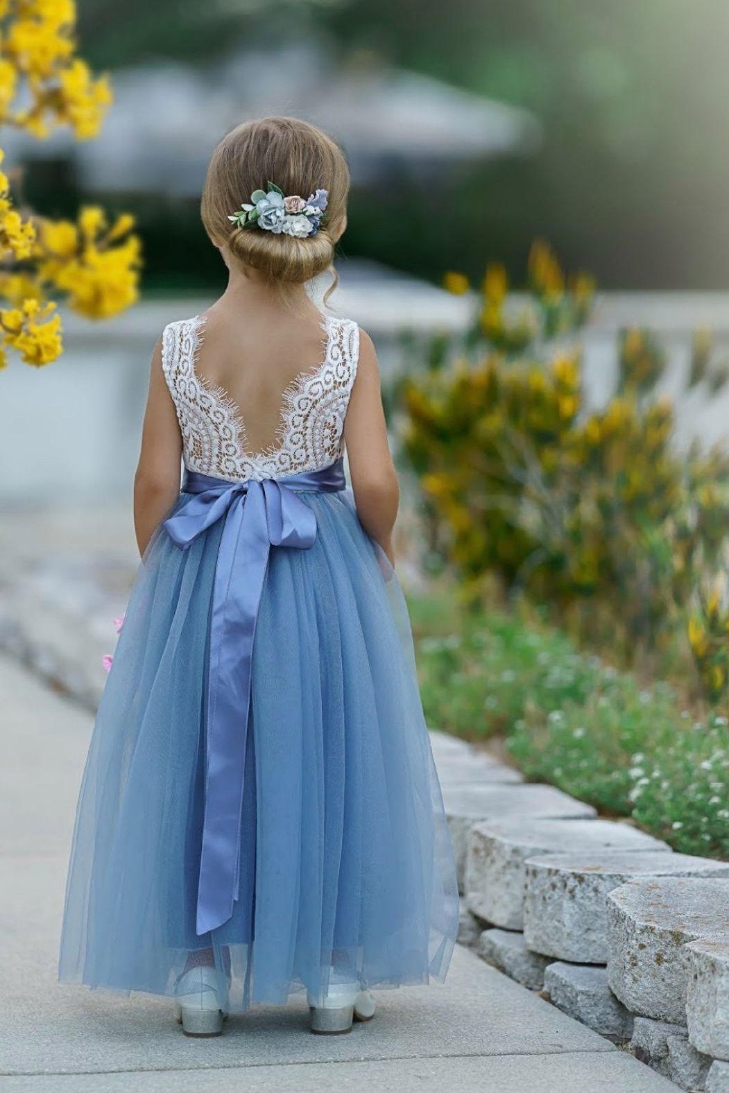 Tulle and Lace Flower Girl Dress - The Little Kitten Boutique