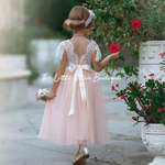 Butterfly Cap Sleeve Special Occasion Lace and tulle flower girl dress - The Little Kitten Boutique