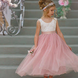 Sleeveless Lace and Tulle Flower Girl Dresses / Girls Special Occasion Dresses - The Little Kitten Boutique