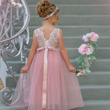 Sleeveless Lace and Tulle Flower Girl Dresses / Girls Special Occasion Dresses - The Little Kitten Boutique