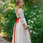 Long Sleeve Lace Flower Girl Dress - The Little Kitten Boutique