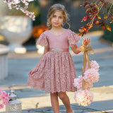 Flower Girl Dress / Special Occasion Dress for Girls, with Ruffle Sleeve - The Little Kitten Boutique