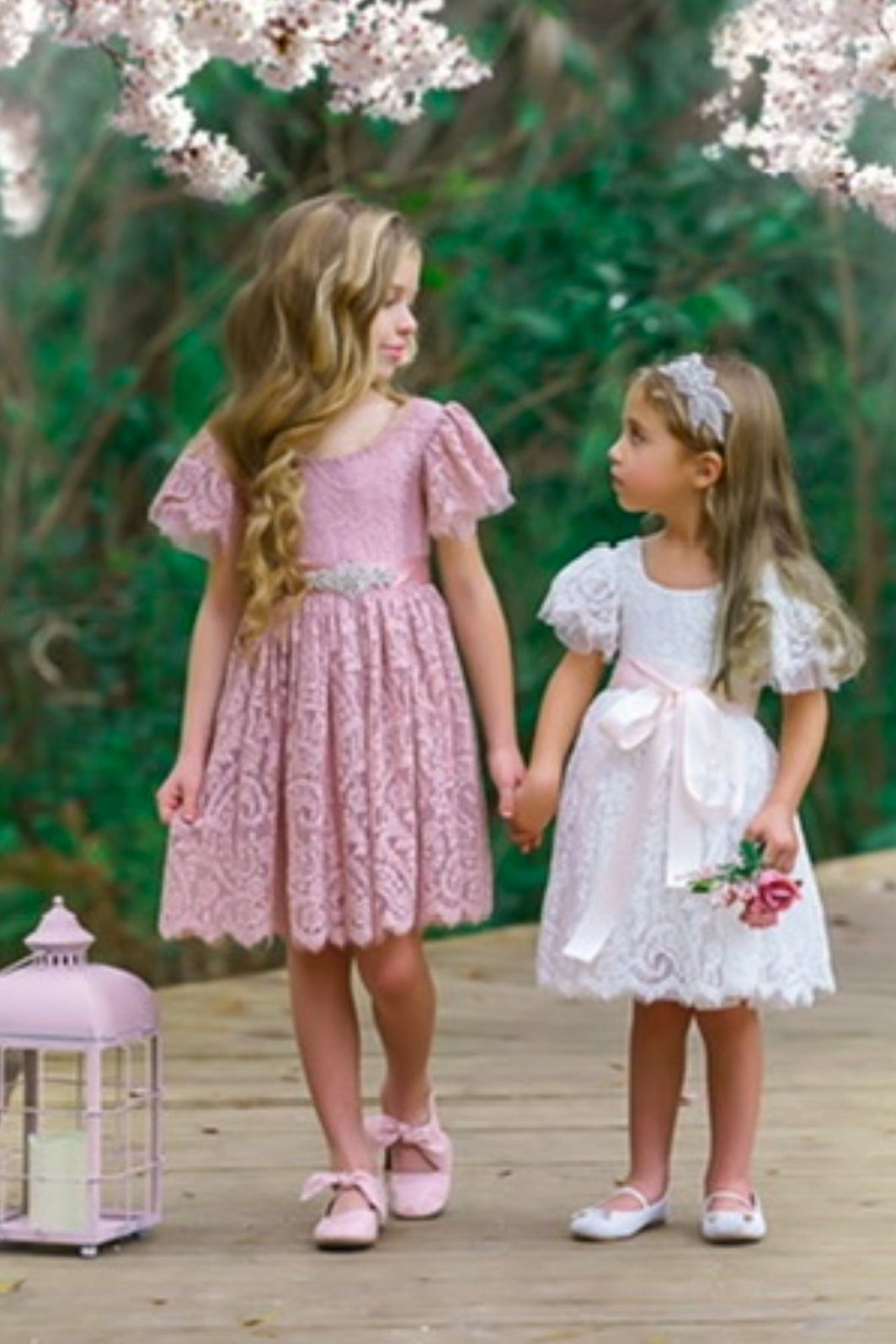 White & Ivory Short Sleeve Knee-Length Flower Girl Dress for Toddlers & Girls - The Little Kitten Boutique