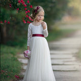 Long Sleeve Forest Green Flower Girl Dress for Weddings, Birthday Parties , Family Photo Shoots and More