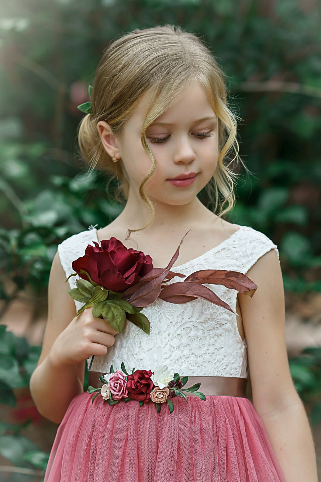 Rustic Lace Boho Style Flower Girl Dress - The Little Kitten Boutique