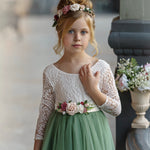 Flower girl gown in sage green for weddings
