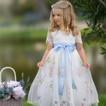 Boho Wildflower Floral Embroidered Flower Girl Dress - White - The Little Kitten Boutique