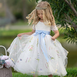 Boho Wildflower Floral Embroidered Flower Girl Dress - White - The Little Kitten Boutique