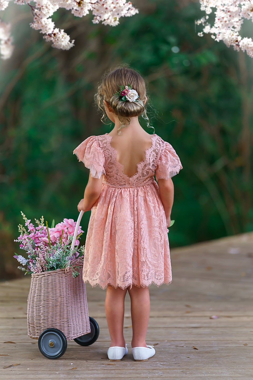 Flower Girl Dress / Special Occasion Dress for Girls, with Ruffle Sleeve - The Little Kitten Boutique