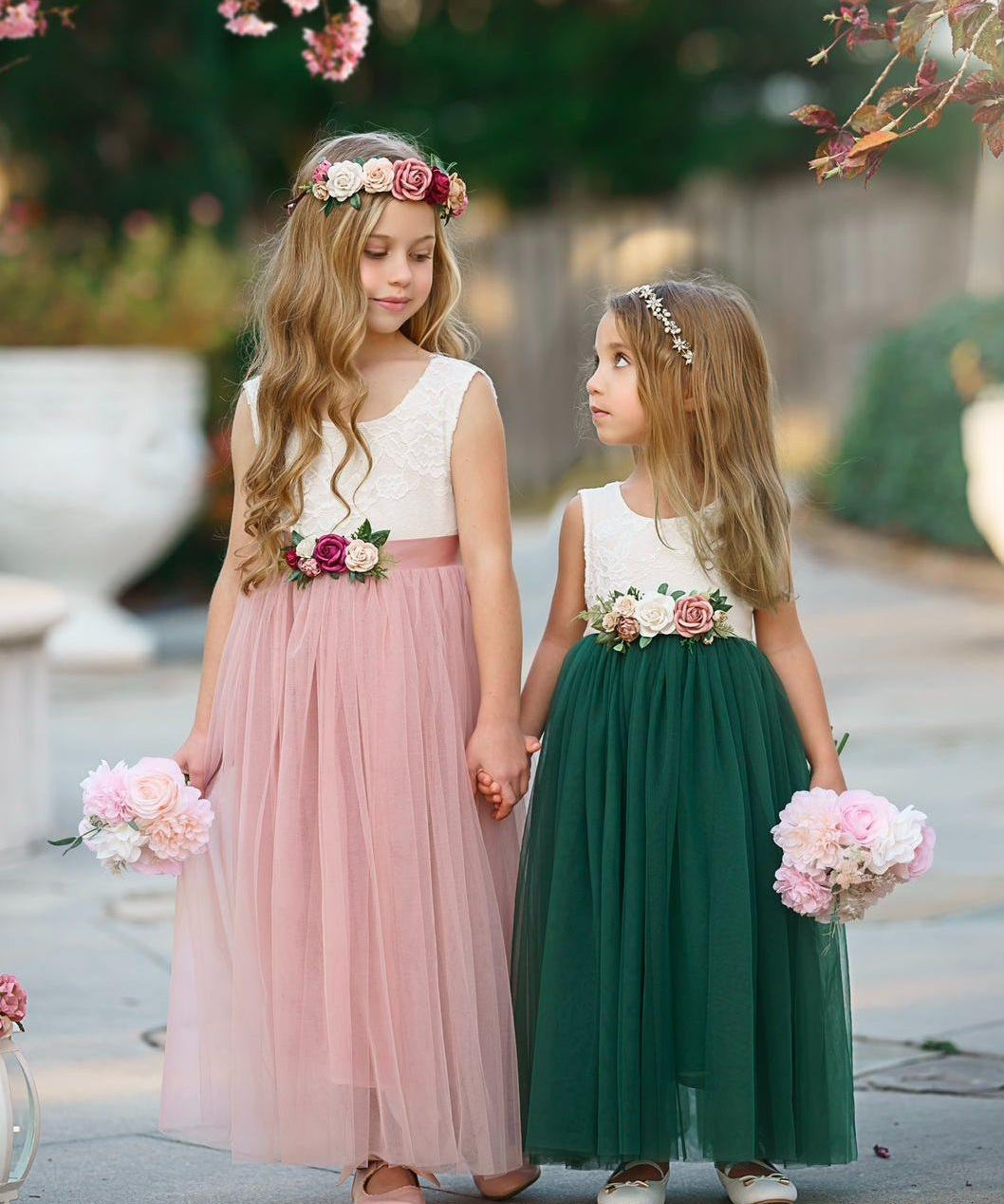 Sleeveless Lace and Tulle Flower Girl Dresses / Girls Special Occasion Dresses - The Little Kitten Boutique