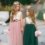 Sleeveless Lace and Tulle Flower Girl Dresses / Girls Special Occasion Dresses - The Little Kitten Boutique