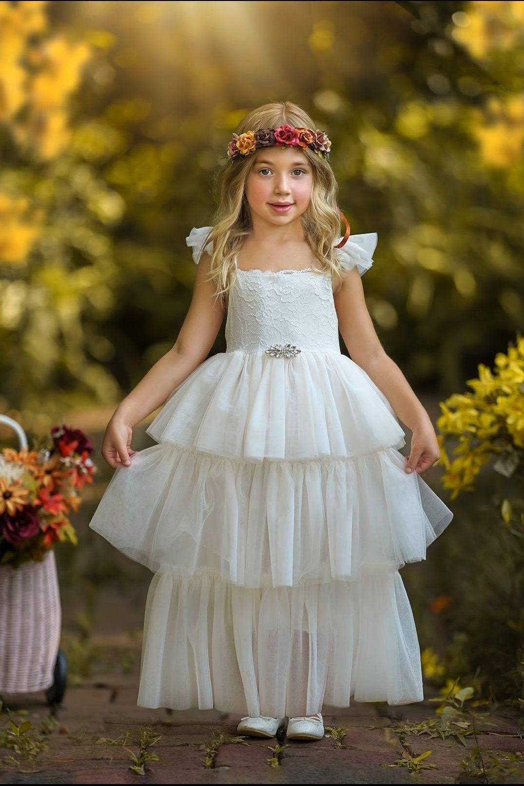 The Perfect Ivory Flower Girl Dress - The Little Kitten Boutique