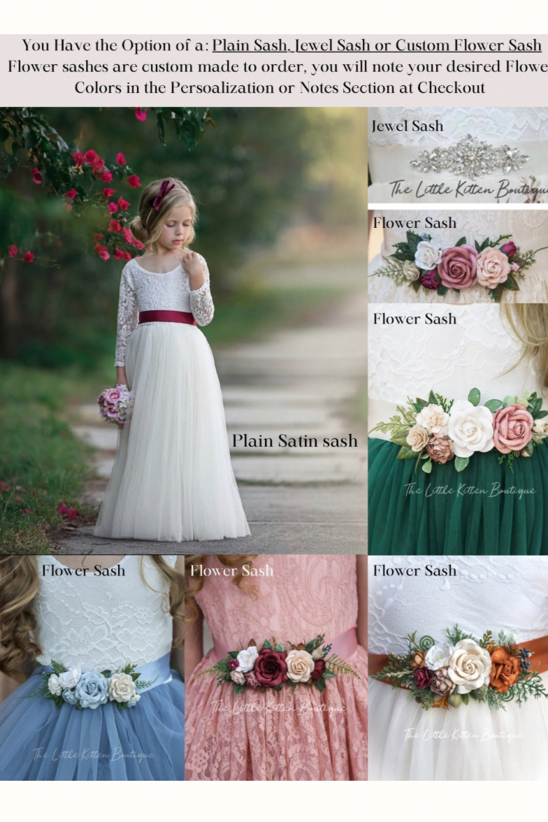 Dusty Blue and Sage Green tulle and lace Flower Girl dress - The Little Kitten Boutique