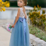 Sleeveless Lace and Tulle Flower Girl Dress - The Little Kitten Boutique