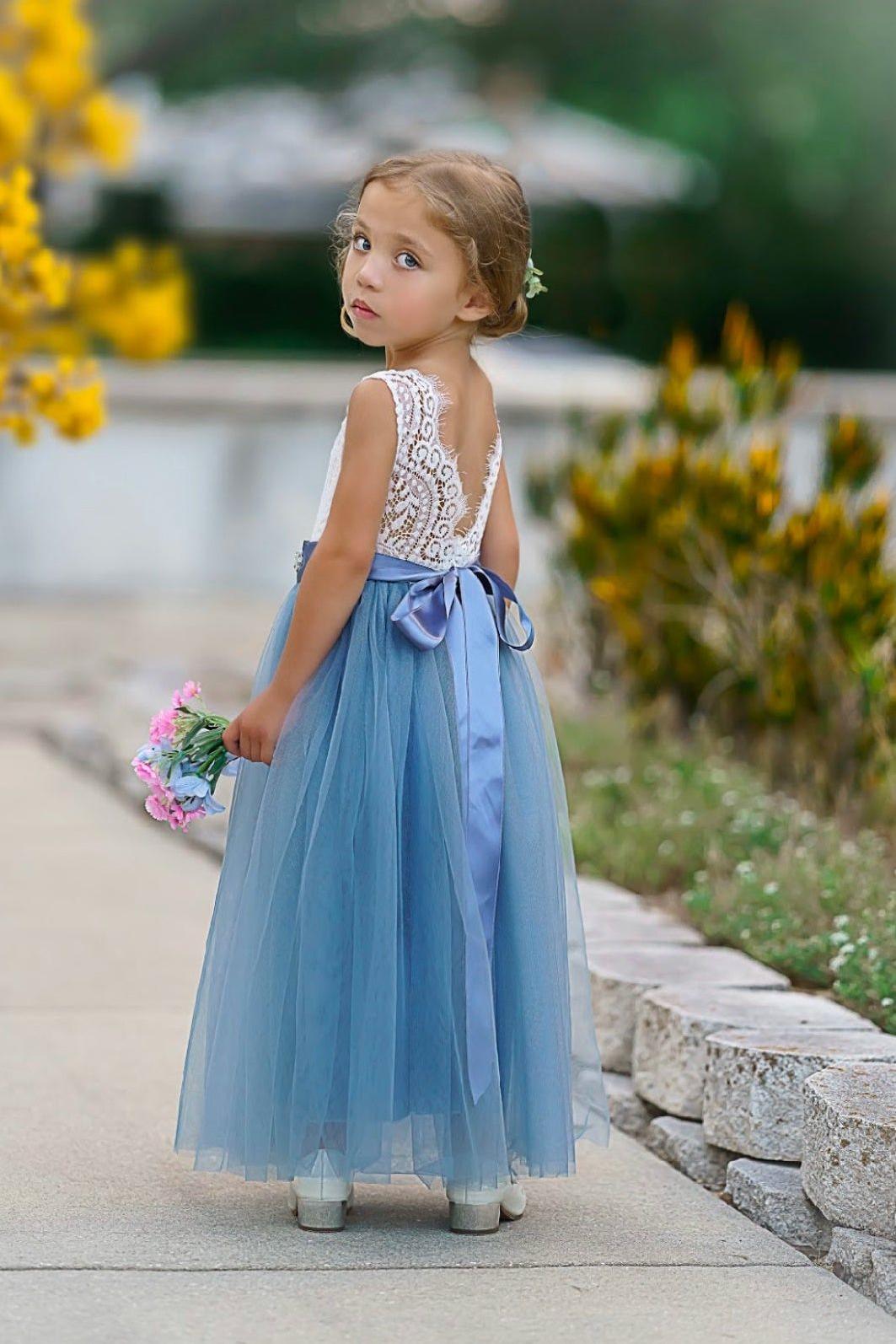 Sleeveless Lace and Tulle Flower Girl Dress - The Little Kitten Boutique