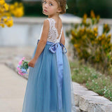 Sleeveless Lace and Tulle Flower Girl Dress - The Little Kitten Boutique