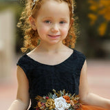 Sleeveless Black and Burnt Orange Flower Girl Dress - The Little Kitten Boutique