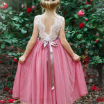 Sleeveless Lace and Tulle Flower Girl Dress - The Little Kitten Boutique
