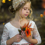 Sleeveless and Long Sleeve, Fall Inspired Burnt Orange and Rust Flower Girl Dresses - The Little Kitten Boutique