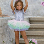 Silver Girls Sequin Bodysuit Leotard and Tutu Set - The Little Kitten Boutique