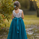 Sleeveless Teal Blue Flower Girl Dress - Perfect for Any Style Wedding - The Little Kitten Boutique