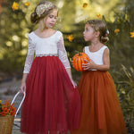 Sleeveless and Long Sleeve, Fall Inspired Burnt Orange and Rust Flower Girl Dresses - The Little Kitten Boutique