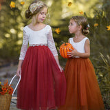 Sleeveless and Long Sleeve, Fall Inspired Burnt Orange and Rust Flower Girl Dresses - The Little Kitten Boutique