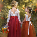 Sleeveless and Long Sleeve, Fall Inspired Burnt Orange and Rust Flower Girl Dresses - The Little Kitten Boutique
