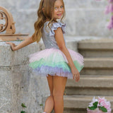 Silver Girls Sequin Bodysuit Leotard and Tutu Set - The Little Kitten Boutique