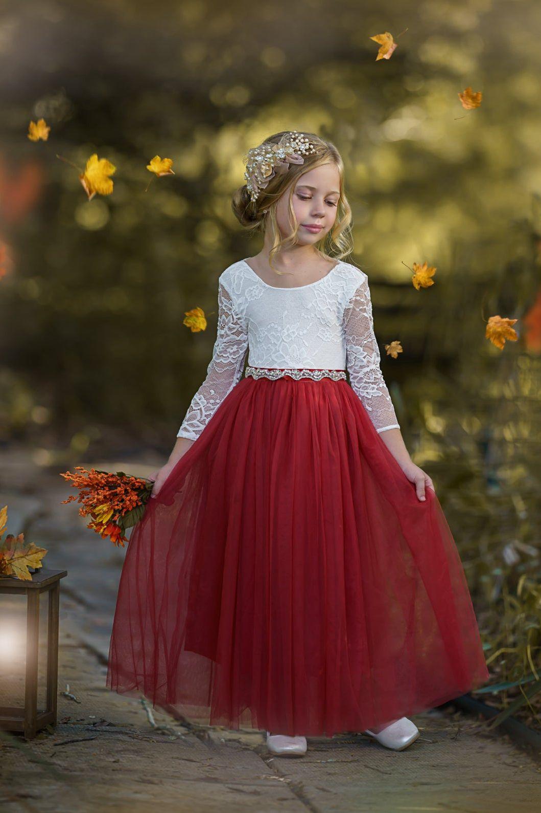 Sleeveless and Long Sleeve, Fall Inspired Burnt Orange and Rust Flower Girl Dresses - The Little Kitten Boutique